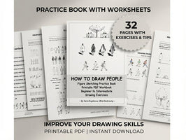 How to Draw People | Figure Sketching Practice Book, Printable PDF Workbook, Beginner to Intermediate, Drawing Exercises