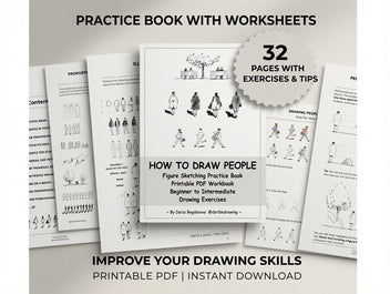 How to Draw People | Figure Sketching Practice Book, Printable PDF Workbook, Beginner to Intermediate, Drawing Exercises